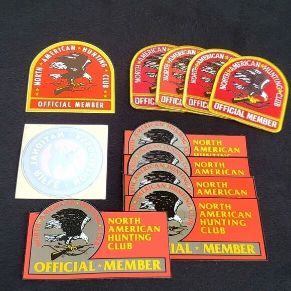 Lot of 5 Patches and 5 Stickers - North American Hunting Club - & 1 NRA Sticker - Picture 1 of 1